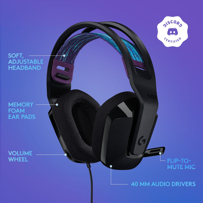 Logitech G335 Gaming Headset, Microphone, Black