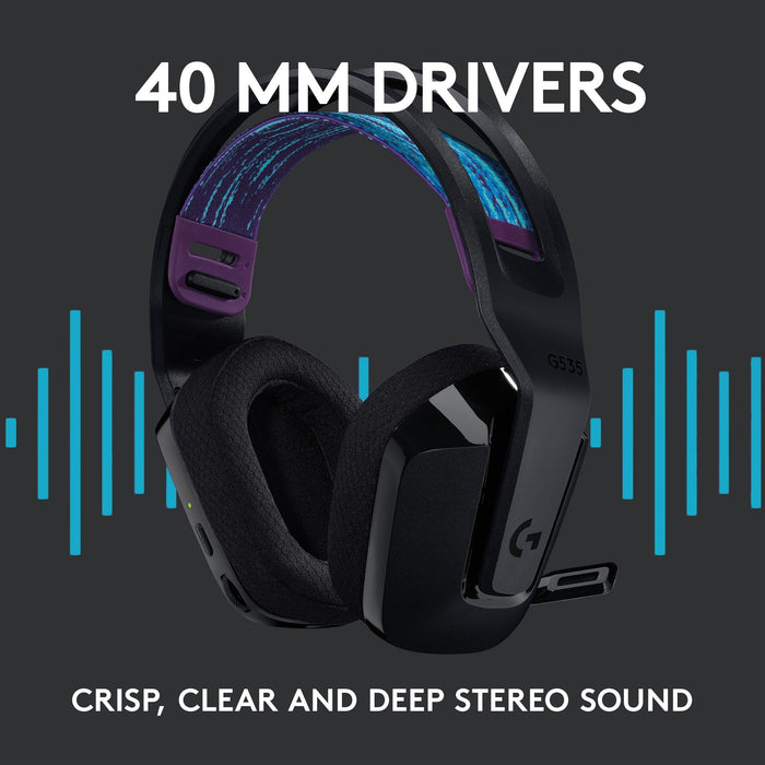 Logitech G535 Lightspeed Wireless Gaming Headset, Microphone, Black