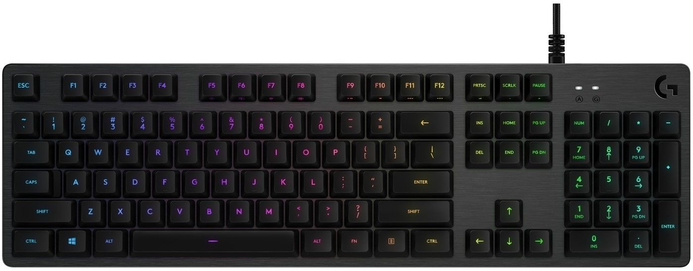 Logitech G512 Keyboard, GX Blue Clicky, Lightsync RGB, USB Passthrough Data/Power, Alumium Alloy, Game Mode, Black Carbon