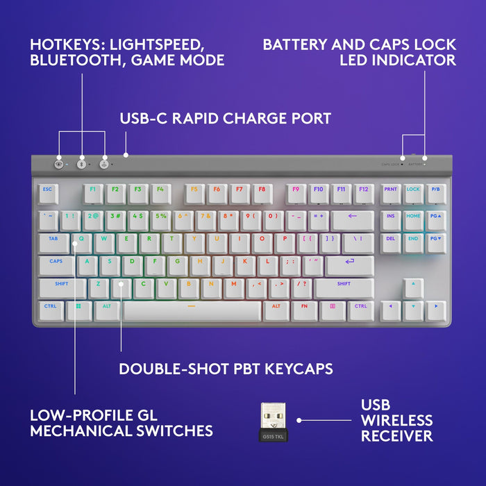 Logitech G515 Lightspeed TKL Wireless Gaming Keyboard White