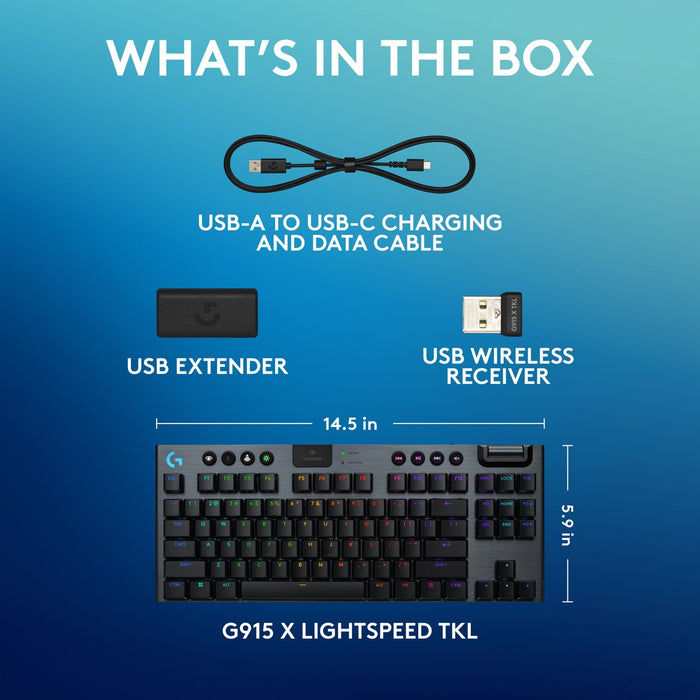 Logitech G915X Lightspeed TKL Wireless Mechanical Gaming Keyboard - Linear Switch