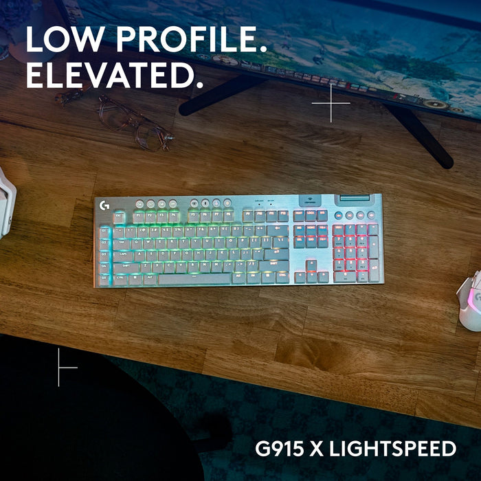 Logitech G915X White Lightspeed Wireless Mechanical Gaming Keyboard - GL Tactile Switch