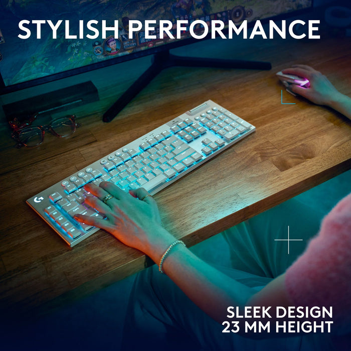 Logitech G915X White Lightspeed Wireless Mechanical Gaming Keyboard - GL Tactile Switch