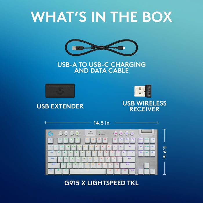 Logitech G915X White Lightspeed TKL Wireless Mechanical Gaming Keyboard - GL Tactile Switch