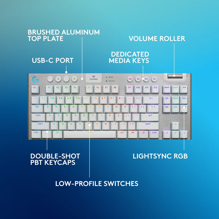 Logitech G915X White Lightspeed TKL Wireless Mechanical Gaming Keyboard - GL Tactile Switch