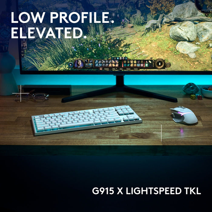 Logitech G915X White Lightspeed TKL Wireless Mechanical Gaming Keyboard - GL Tactile Switch