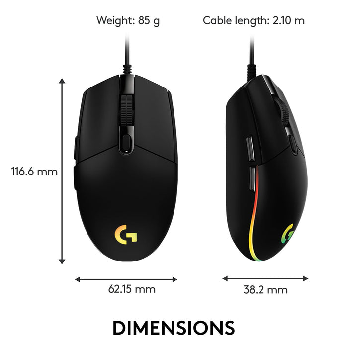 Logitech G102 LightSync Gaming Mouse, RGB, Optical, Wired, USB