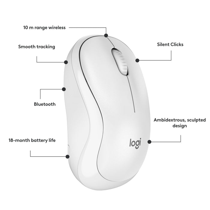 Wireless optical mouse LOGITECH M240, Off-White