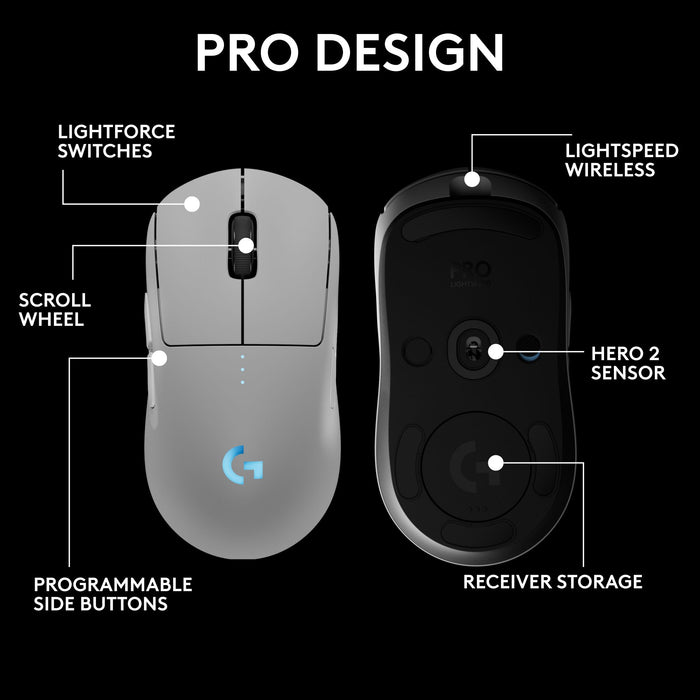 Logitech G Pro 2 Lightspeed Wireless Gaming Mouse - White