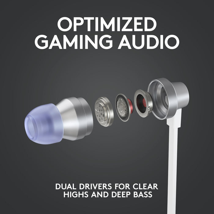 Gaming headset with microphone Logitech G333 In-ear 3.5 mm + USB-C adapter, plugs wired, white