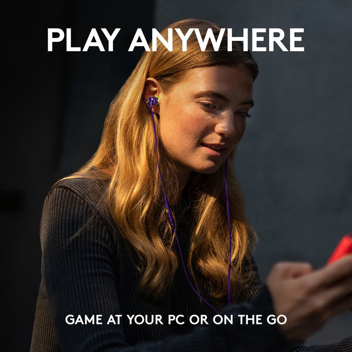 Gaming headset with microphone Logitech G333 In-ear 3.5 mm + USB-C adapter, plugs wired, purple
