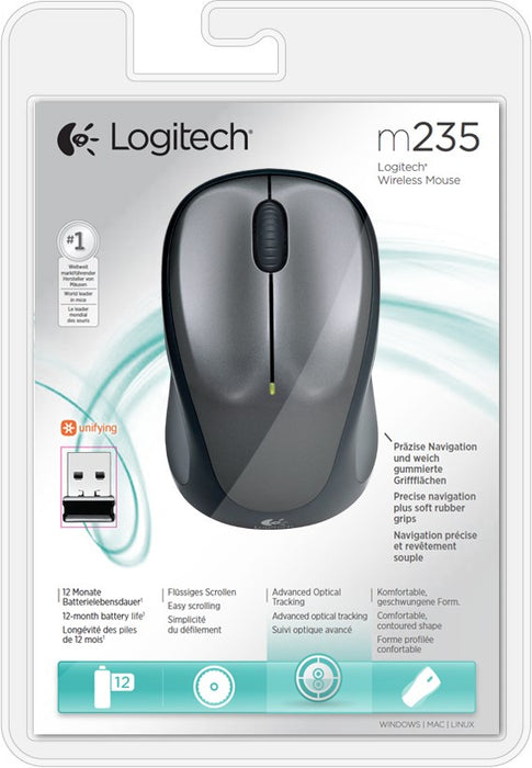 Wireless optical mouse LOGITECH M235, USB, 1000dpi, Black