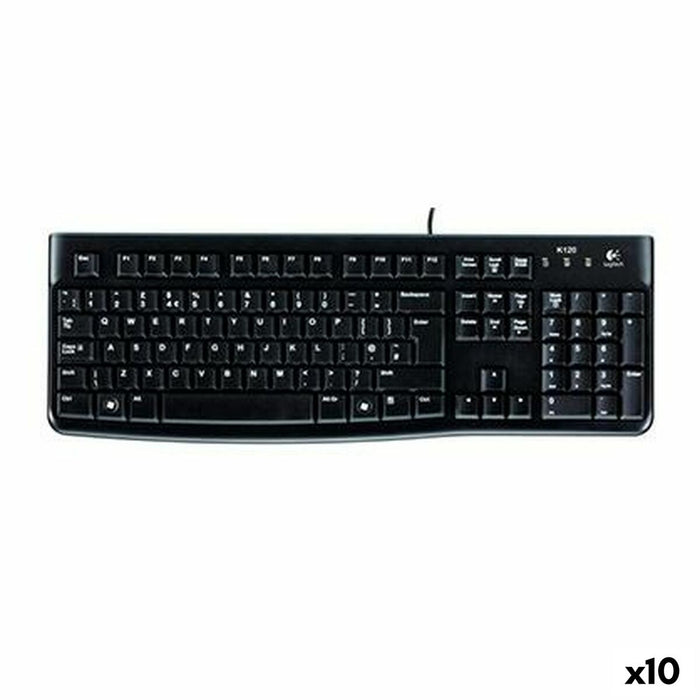 Keyboard Logitech K120 Black Spanish Qwerty (10 Units)