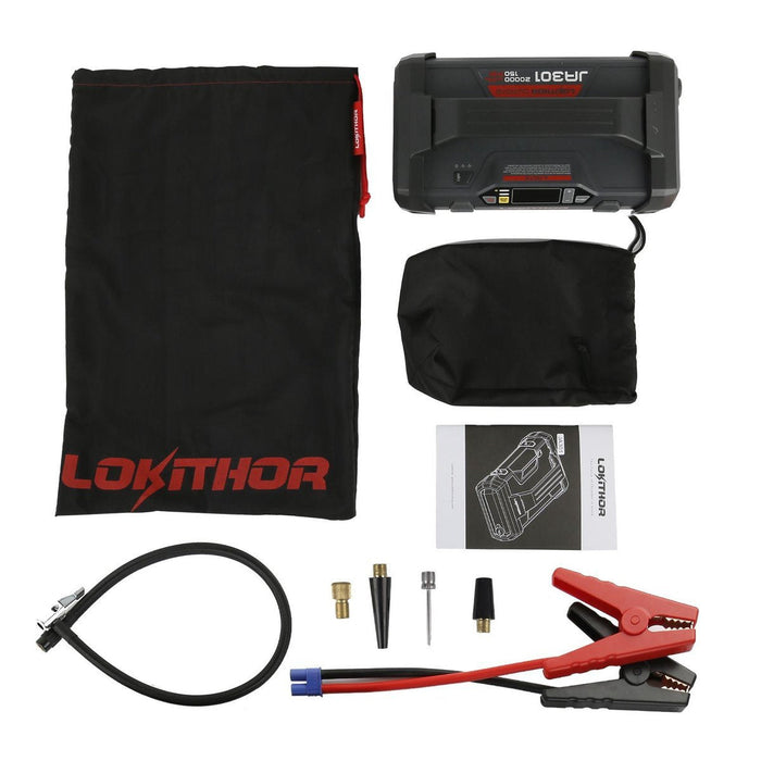 Lokithor JA301 Jump Starter / Booster 2000A + Powerbank 20000mAh + Compressor + Flashlight 4-in-1 Device - Jump