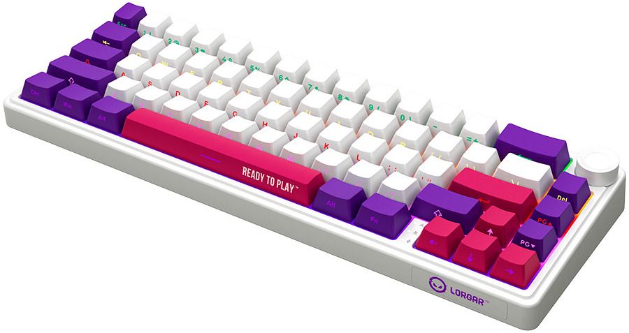 Wireless Keyboard LORGAR BP70MW WHITE PURPLE PINK LRG-KBP70MW-WH-US