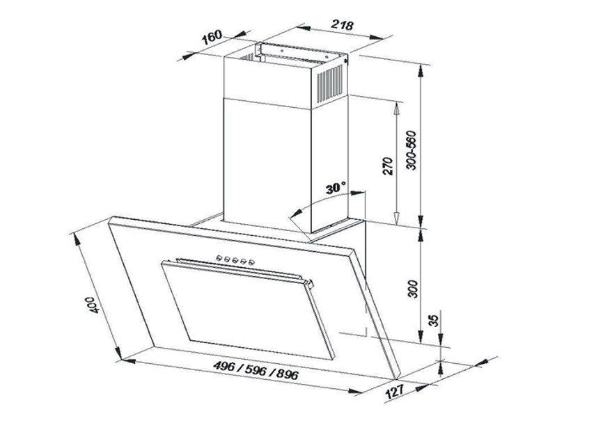 Wall-mounted canopy MAAN Vertical P 2 50 310 m3/h, Satin