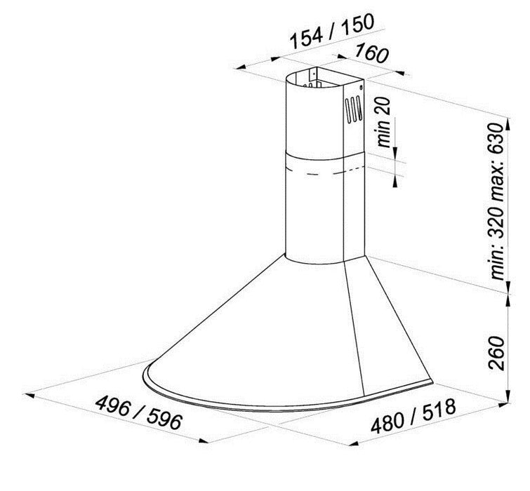 Wall-mounted canopy MAAN Mix 3 60 310 m3/h, White