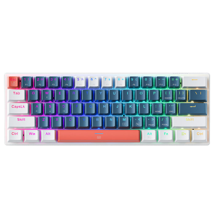 Machenike K500-B61 Wired Mechanical Gaming Keyboard with Backlight Brown Switch - Blue and White