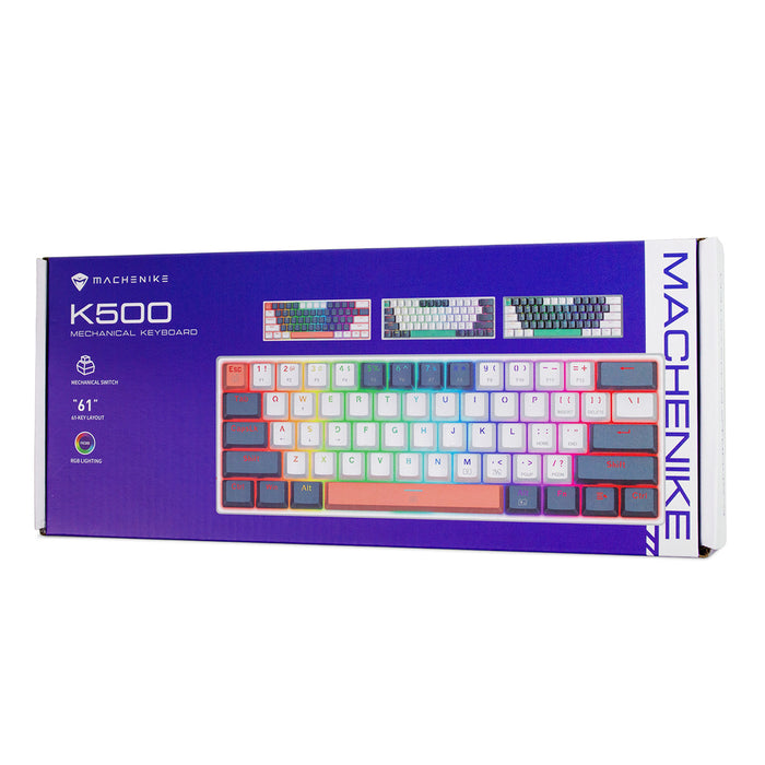 Machenike K500-B61 Wired Mechanical Gaming Keyboard with Backlight Brown Switch - Blue and White