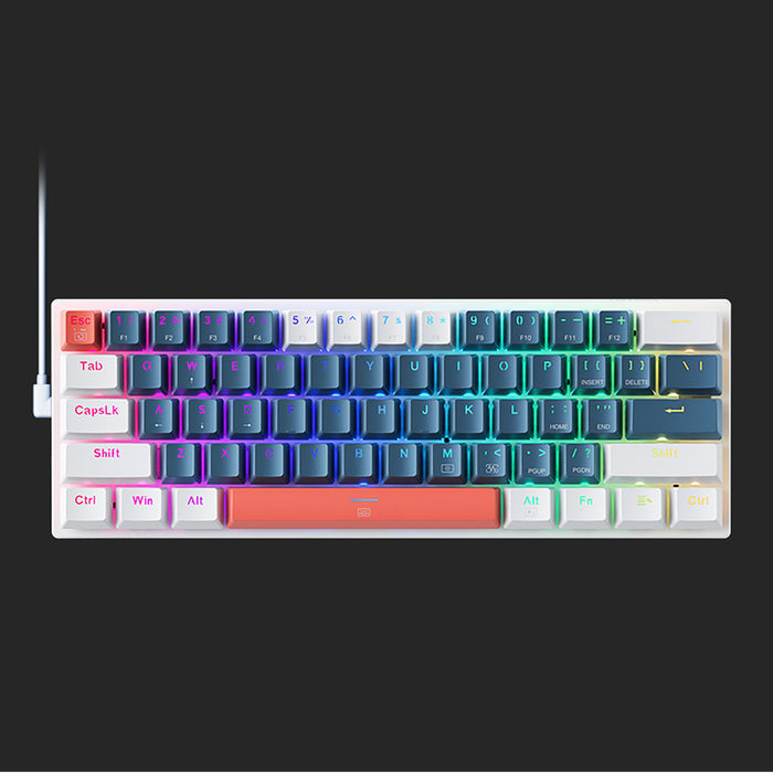 Machenike K500-B61 Wired Mechanical Gaming Keyboard with Backlight Blue Switch - Blue and White