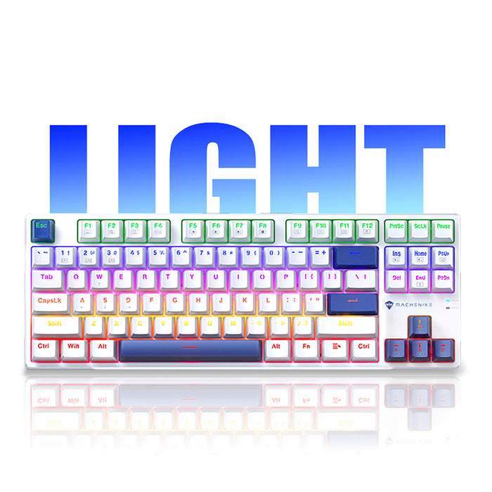 Machenike K500B-B87 Wired Mechanical Gaming Keyboard with Backlight, Red Switch - White
