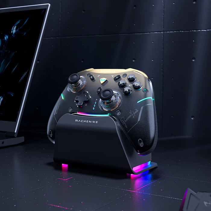 Machenike G5Pro Premium Edition Wireless Game Controller with Charging Station - Black and Gold