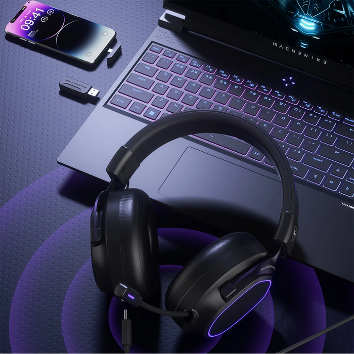 Machenike GX30 Pro Wireless Over-Ear Gaming Headphones - Black