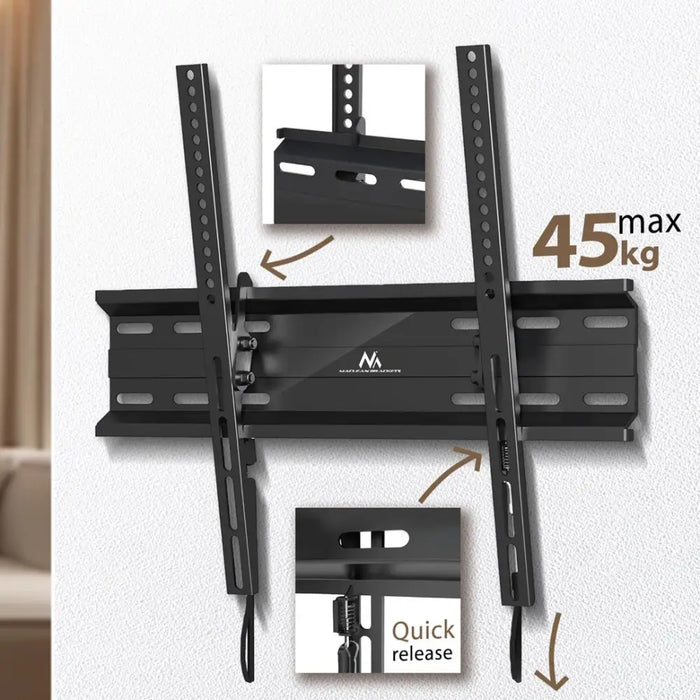 Maclean MC-748A TV or Monitor Mount TV Wall Holder Handle max VESA 400x400 32-70’’ 45kg Black - Brackets for TVs