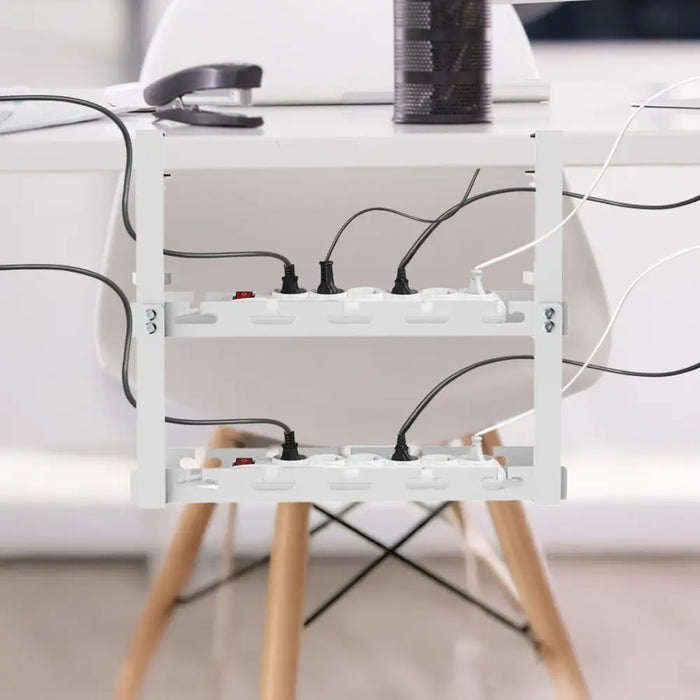 Maclean under-desk cable organizer max. load 5kg 2 levels white MC-104 W - AccessoriesTVA-AKC<<<TV