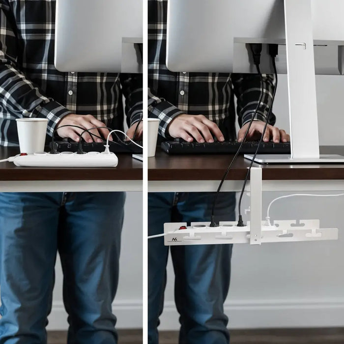 Maclean under-desk cable organizer max. load 5kg white MC-105 W - AccessoriesTVA-AKC<<<TV and accessoriesTVA<<<ActionPL