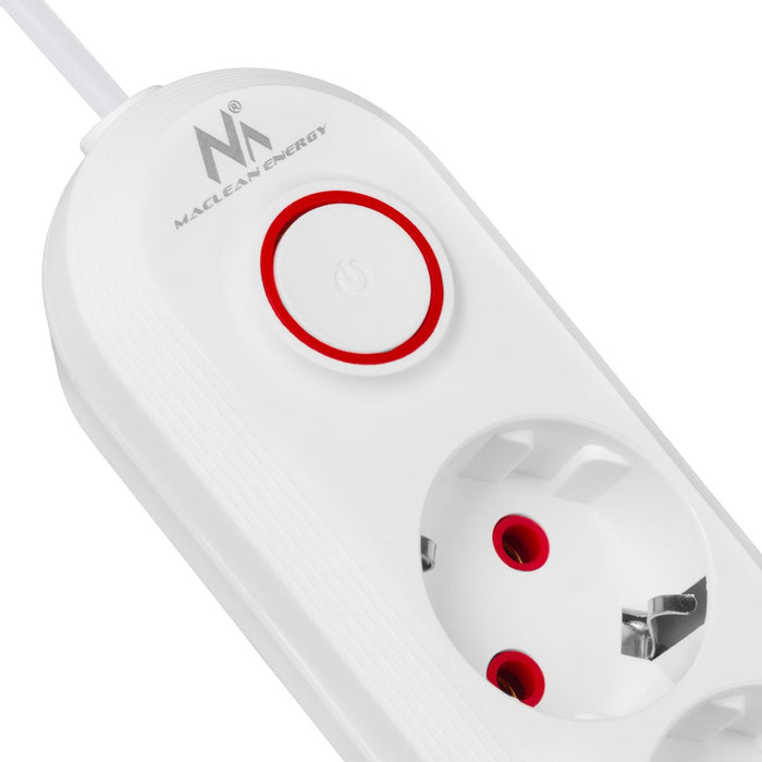 Maclean power strip, 3 socket extension + 3xUSB, 110-240V AC 50/60Hz, 2.1A max 2500W, 1.5m, white, MCE394 W