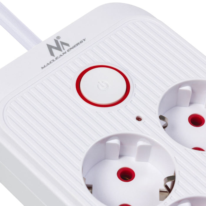 Maclean power strip, 6 socket extension + 4xUSB, 110-240V AC 50/60Hz, 2.1A max 2500W, 1.5 m, white, MCE389 W