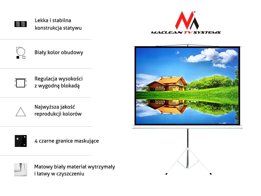 Projection Screen With 200x200 Tripods Maclean MC-680