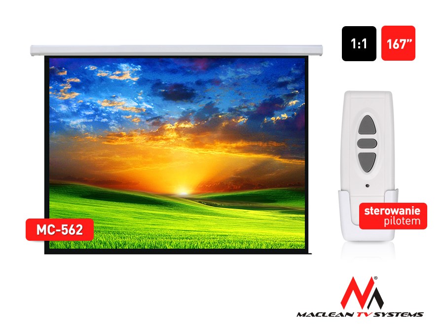 Electric motorized projector screen home cinema remote control Maclean MC-562