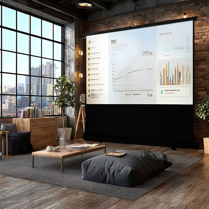 Maclean MC-964 portable projection screen, compact, floor, 100", 16:9