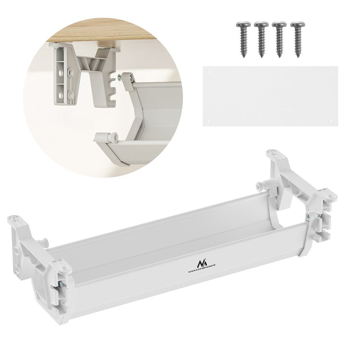 Maclean under-desk cable/extension organizer, max. load 5kg, white, MC-106 W
