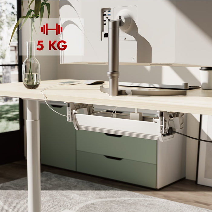 Maclean under-desk cable/extension organizer, max. load 5kg, white, MC-106 W