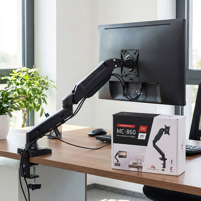 Maclean MC-860 monitor mount / stand 68.6 cm (27") Black Desk