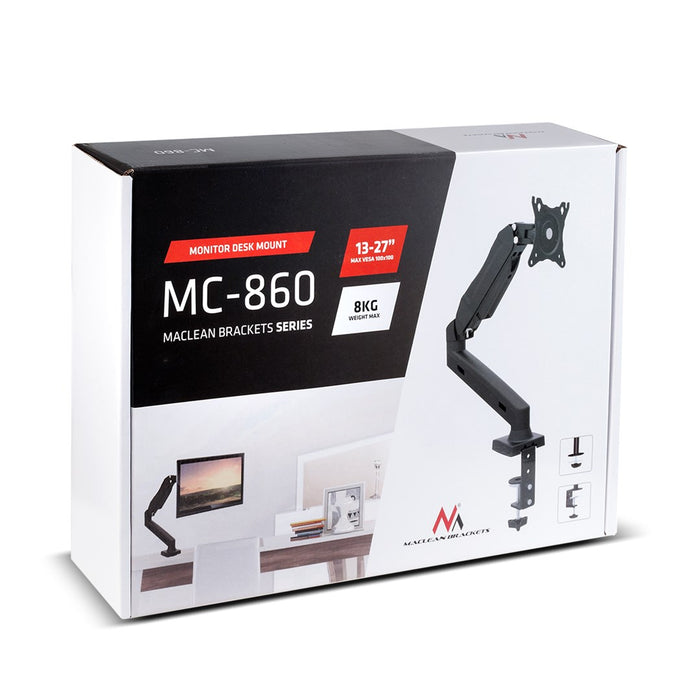 Maclean MC-860 monitor mount / stand 68.6 cm (27") Black Desk