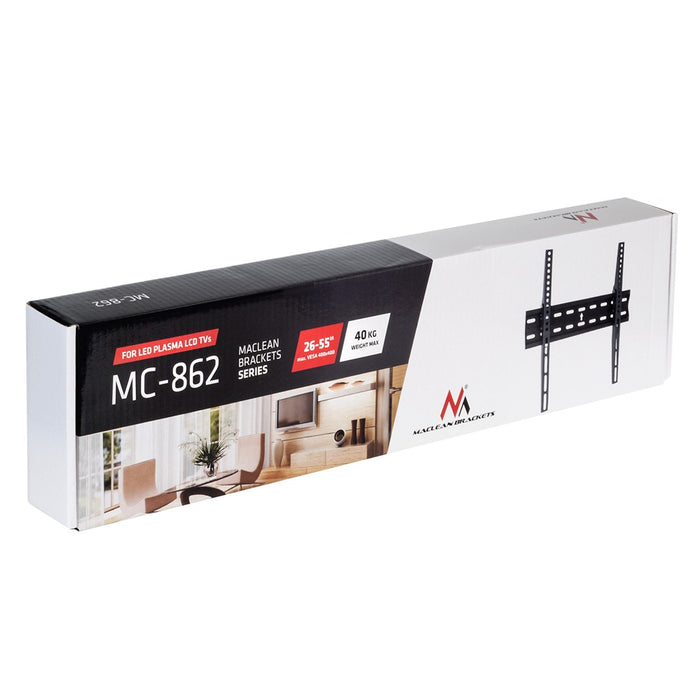 MACLEAN BRACKETS MC-862 Original Extra Sturdy Adjustable Easy Installation TV Bracket 26-55" 40kg Universal Black max Vesa 400x400