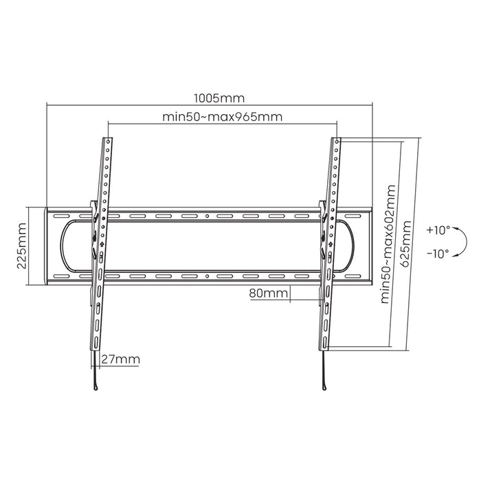 Maclean TV or monitor mount, max. VESA 900x600, 60-120", 120kg, black, MC-750N