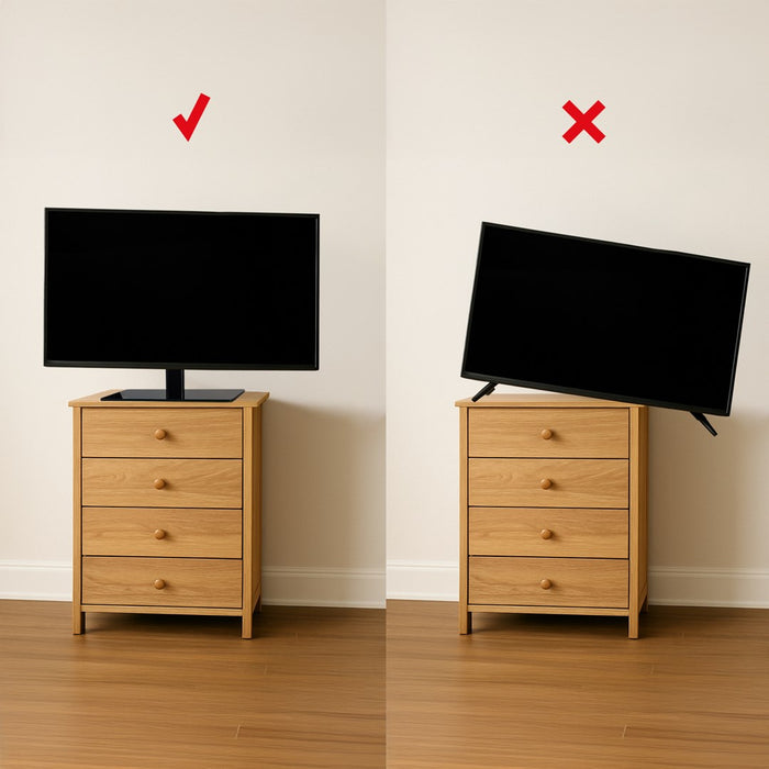 Maclean MC-450 Universal TV Stand for TV Cabinet max. 40kg, max. VESA 400x400 32-65" Tempered Glass Base 3-Level Height Adjustment