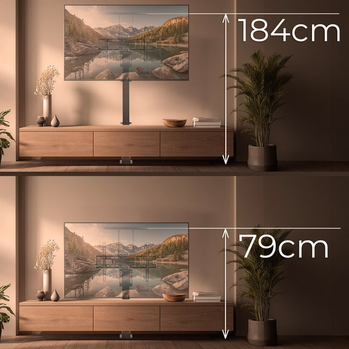 Maclean MC-866T Smart Motorized Electric TV Lift TUYA Mobile App Floor Mount Bracket Alexa Google Home 37''-80'' 60kg Cabinet VESA (EU plug)