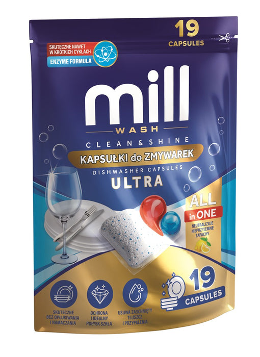 MILL CLEAN&SHINE Ultra Dishwasher Capsules, 19 capsules, 3K.D