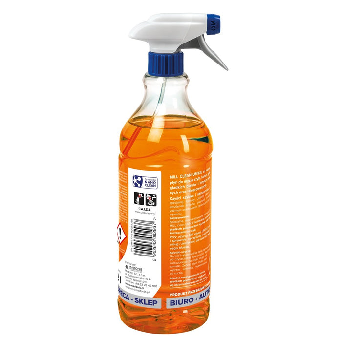 Mill Clean Wash liquid for cleaning windows, glass, mirrors, tiles with orange scent 1.22 L