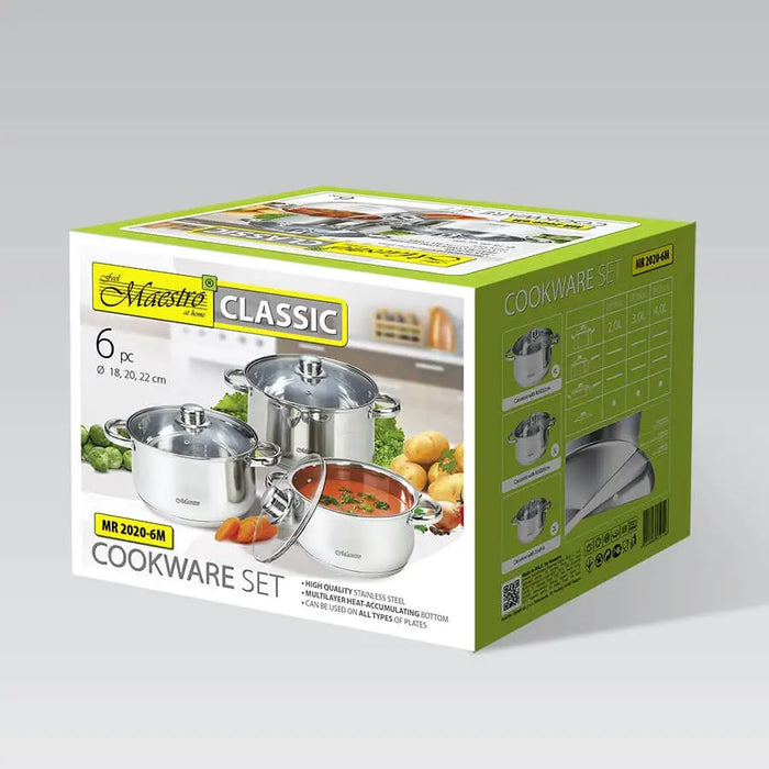 MAESTRO MR-2020-6M 6-piece cookware set stainless steel - Non-electric pots / pansAGD-GAR<<<Home Appliance