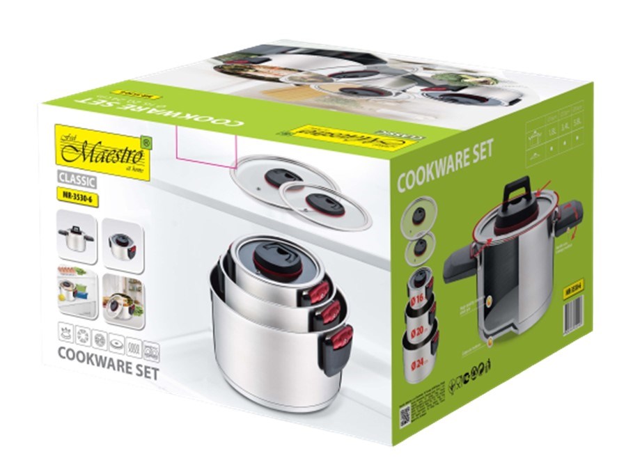 Maestro MR-3530-6 Pots set with folding handles 6 pieces - Non-electric pots / pansAGD-GAR<<<Home Appliance