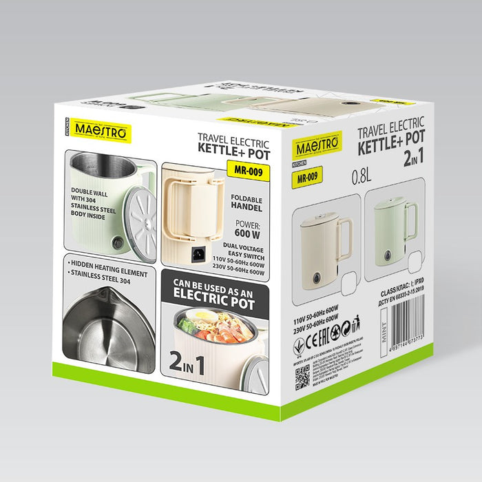 Electric kettle / travel pot Maestro MR-009 0.8 L 600 W (MR-009-BEIGE) Beige