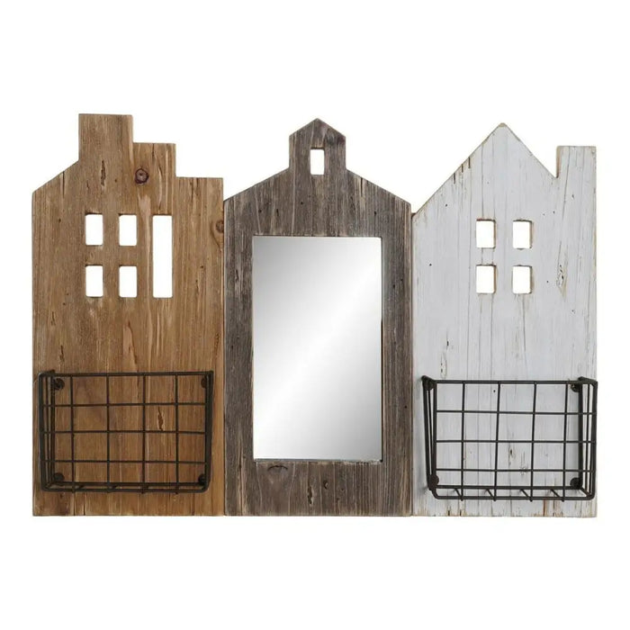 Magazine rack DKD Home Decor White Brown Metal Paolownia wood (57 x 10 x 40 cm) - Декорация и Осветление<<<Дом