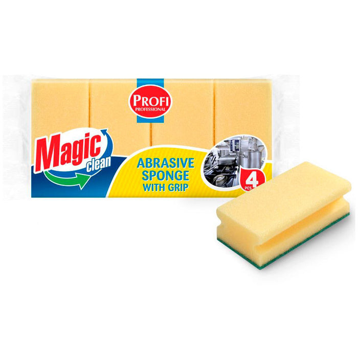 SPONGE WITH CHANNEL 4 PCS PROFI 26.5 X 12.5 X 4.5 CM MAGIC CLEAN